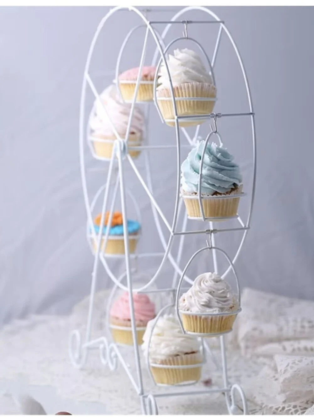 White Metal Ferris Wheel Cupcake Stand - Party Display